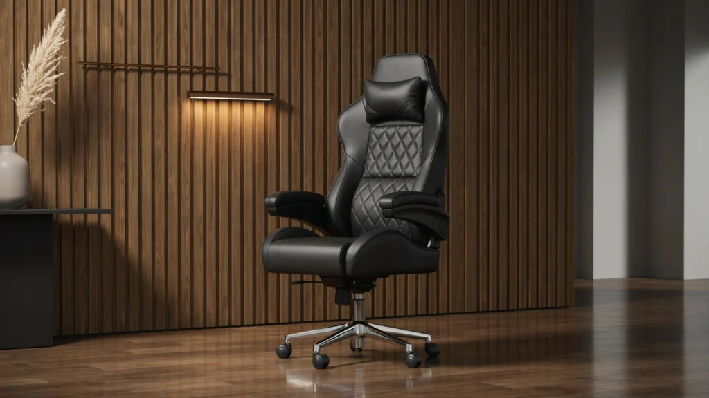 Onyx Black Leather Gaming Chair
